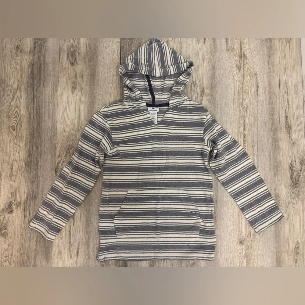 Tommy Bahama Kids Striped Hoodie - Gray and White